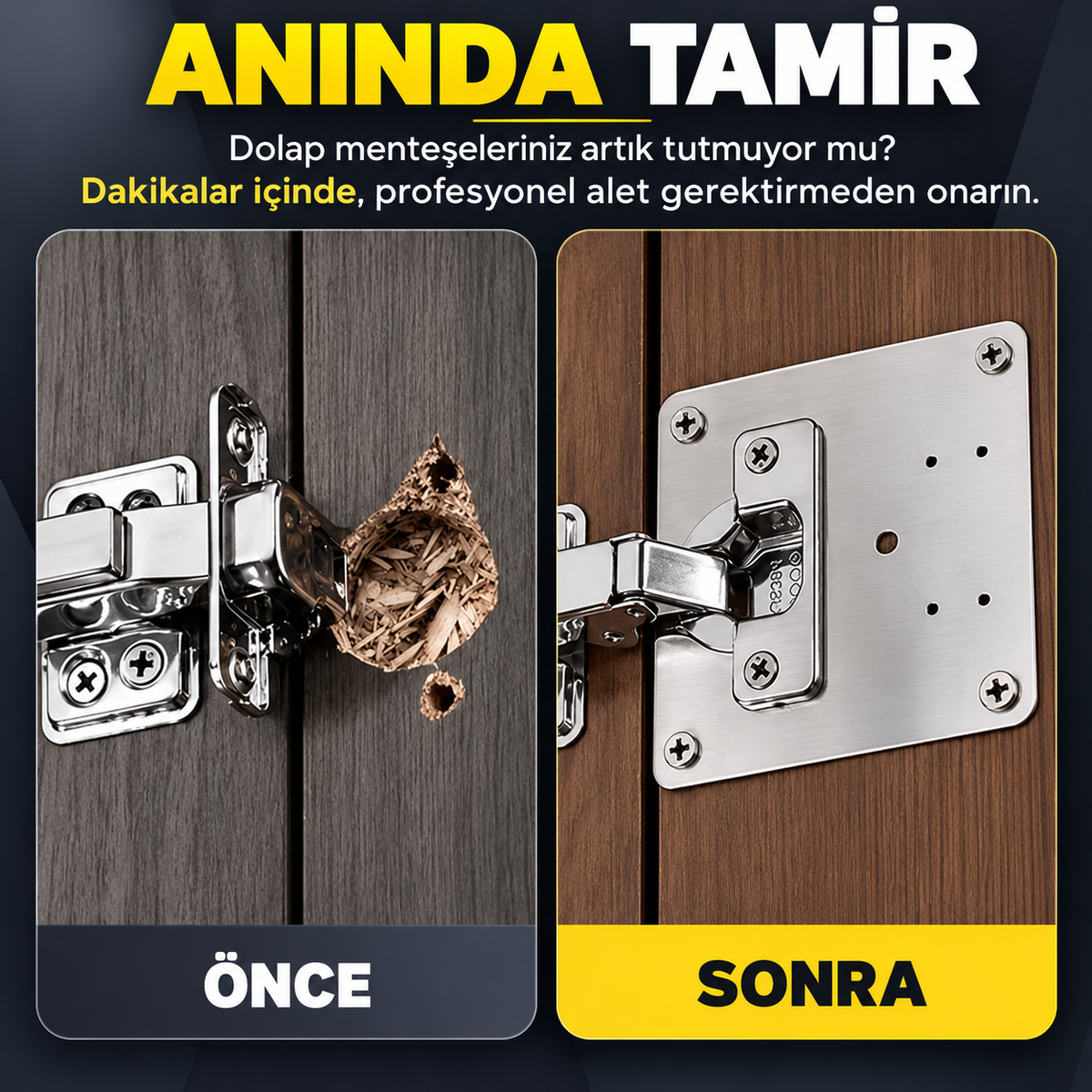 Fixero™ Menteşe Tamir Plakası – Dolap Onarım Seti